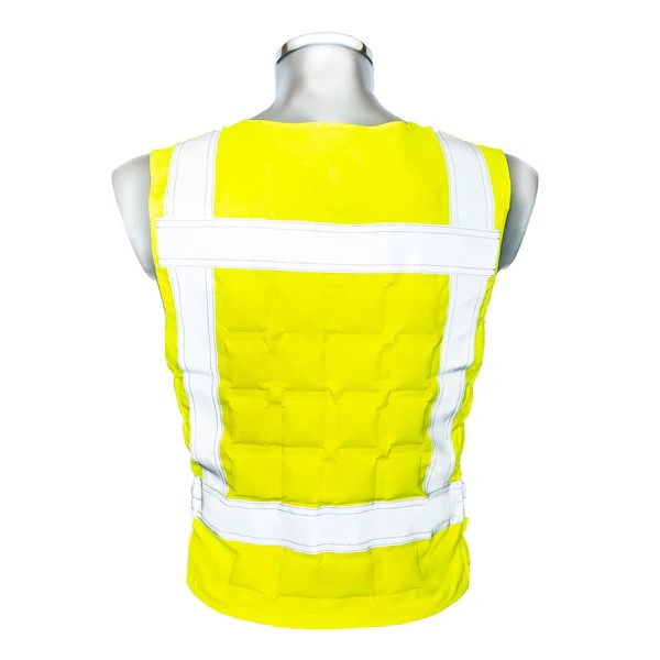 Gilet rafraîchissant jaune fluo haute visibilité pour travail en chaleur extrême norme