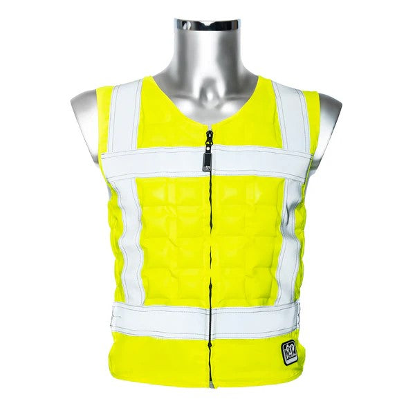 Gilet rafraîchissant jaune fluo haute visibilité pour travail en chaleur extrême