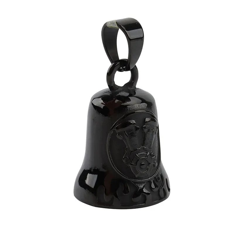 Clochette Moto Porte-Bonheur MOCY BELL - Acier Inoxydable 316L - Modèle Skull Live To Ride - 40x25 Mm / 36g