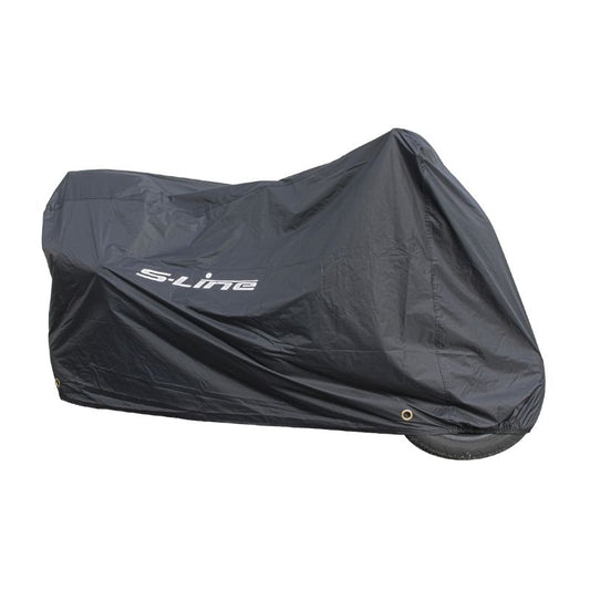 Housse pluie moto S-Line étanche avec intérieur PVC, fermeture élastique et œillet antivol, protection pluie et gel