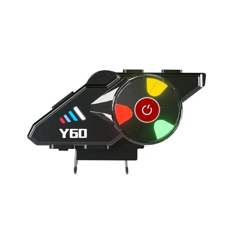 Intercom moto Bluetooth Y60 étanche, connexion 500 mètres, réduction de bruit, éclairage LED, autonomie 20h, Bluetooth 5.3