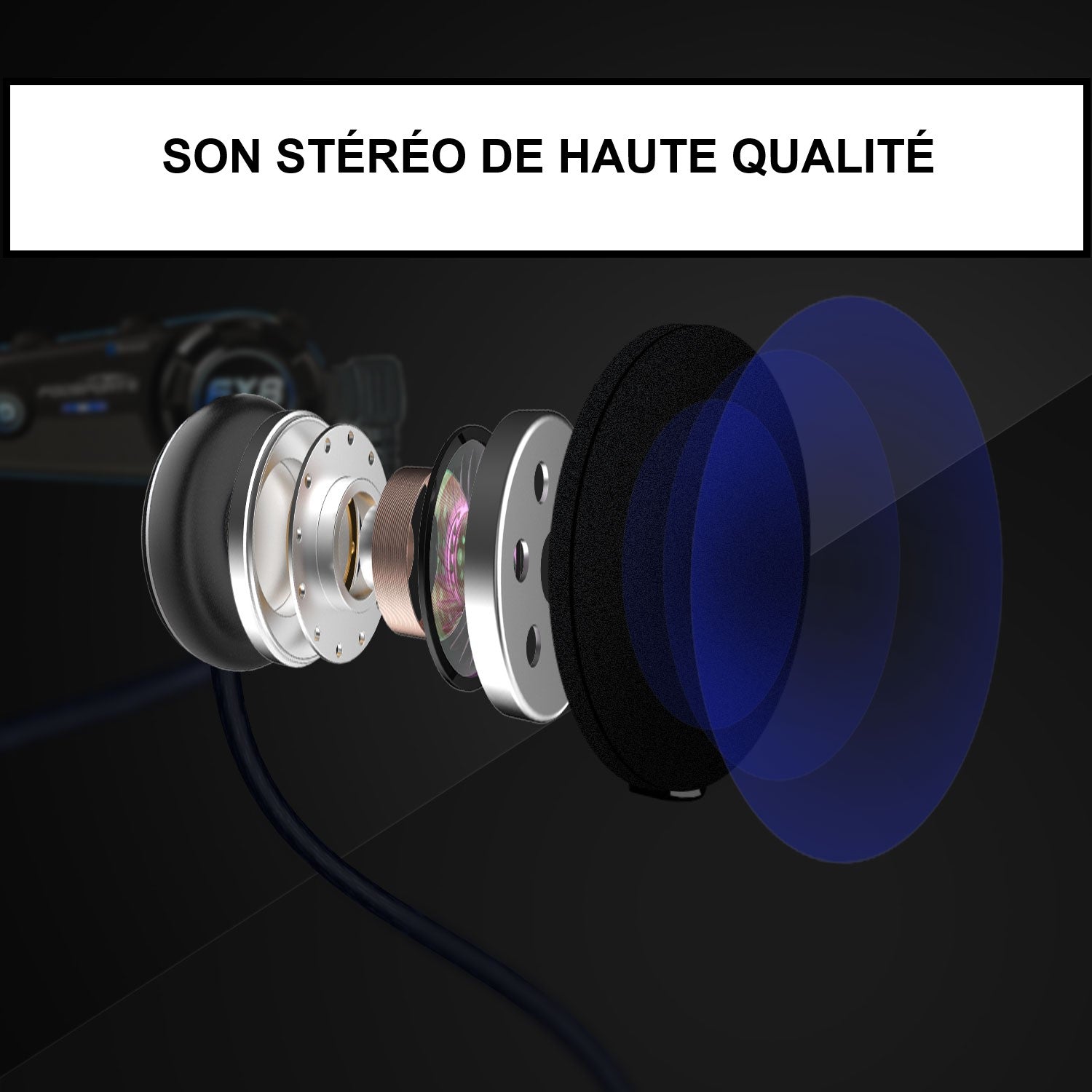 Intercom Moto Bluetooth Duo - Casque Avec Portée 500m, IP67, Autonomie 15h, FM, Pour 2 Riders