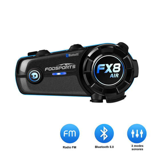 Kit Bluetooth pour casque moto, intercom étanche avec réduction de bruit, portée 1000 mètres, autonomie 10h, Bluetooth 5.0