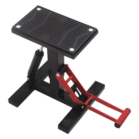 lève moto cross centrale hydraulique en acier, plateau antidérapant caoutchouc, hauteur réglable 33 à 43 cm, charge maximale 160 kg