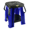 lève roue moto bleu Cycra en composite, support 220 kg avec pieds extra-larges et plateau caoutchouc antidérapant, idéal atelier ou terrain