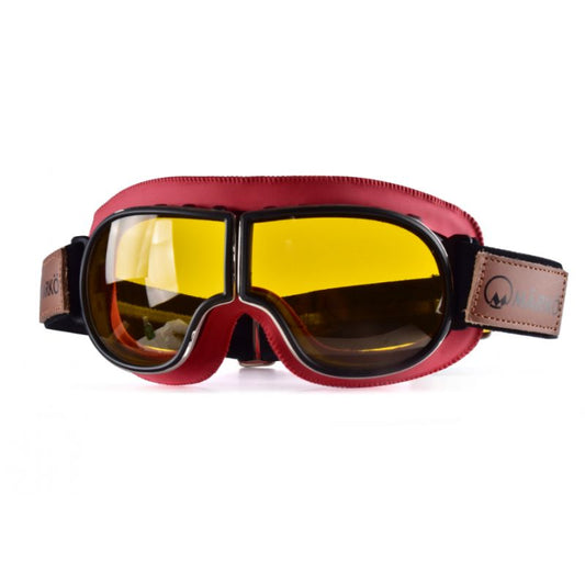 lunette moto marko bordeaux style rétro avec mousse confort et écran jaune