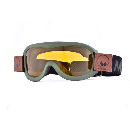 lunette moto marko kaki style vintage écran jaune pour casque moto ouvert