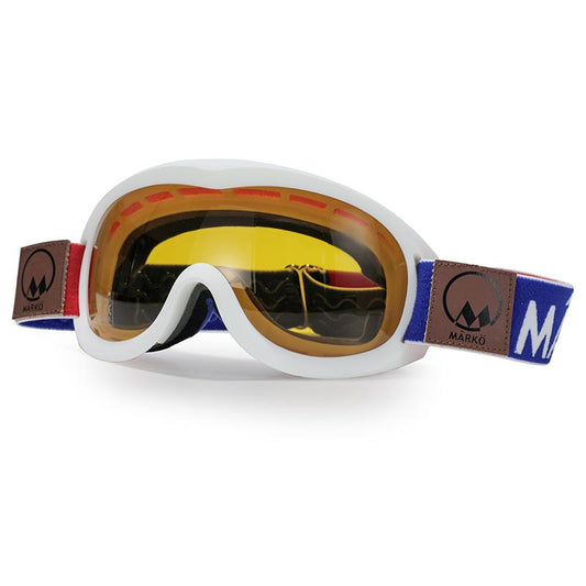 lunette moto blanche marko modèle nation bandeau bleu blanc rouge style rétro