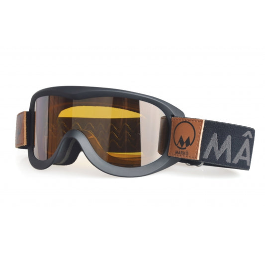 masque moto noir marko replica écran jaune bandeau noir logo marko