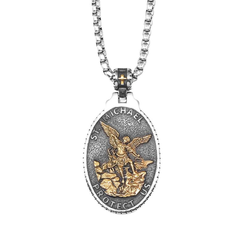 Pendentif Saint Michael pour motards en acier inoxydable or