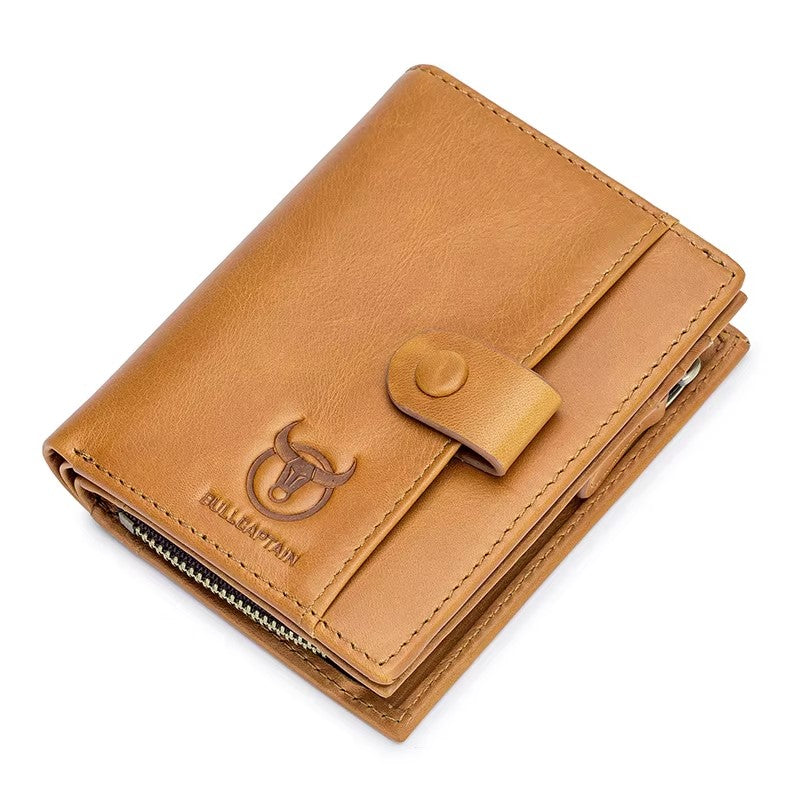 Portafoglio Uomo Vera Pelle Biker – Stile Biker, Trifold, Con Portachiavi E Catena Di Sicurezza