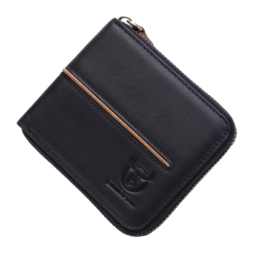 Portefeuille Biker Homme En Cuir De Vachette Véritable Avec Chaîne - Newsbirds 6006 Brun - Petit Portefeuille Et Porte-Cartes