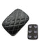 Pouf moto à motif matelassé losange incliné noir avec ventouses, confort et style pour custom ou Harley