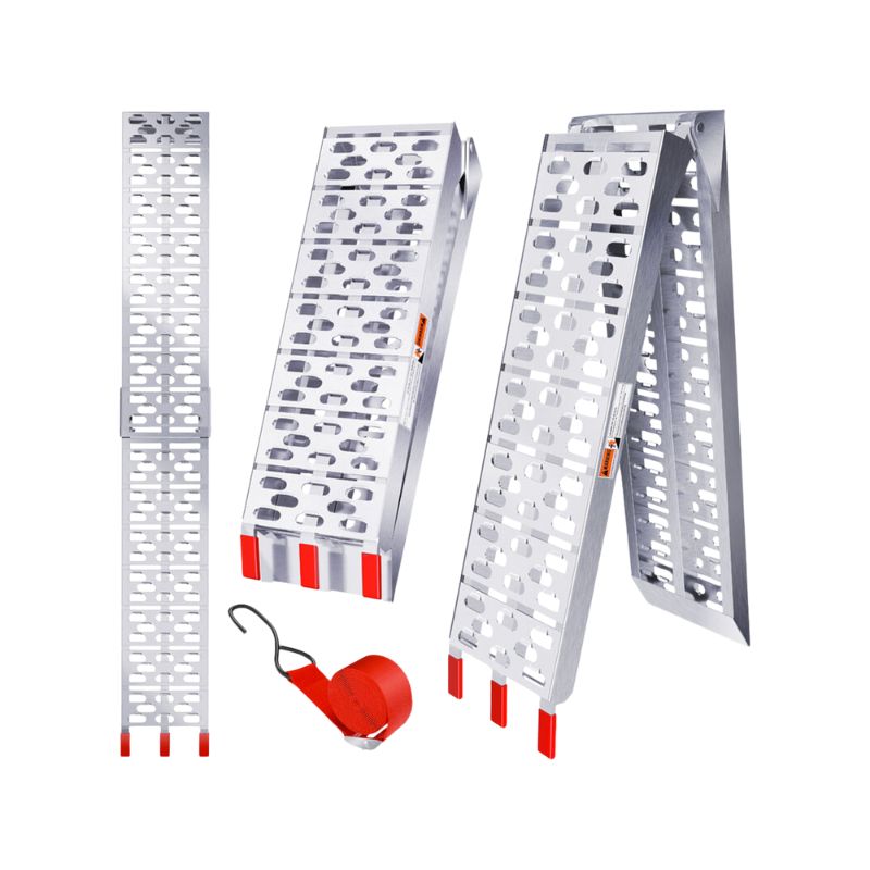 Rampe pliable aluminium pour chargement moto et quad avec patins antidérapants