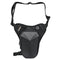 sacoche de jambe noire en carbone pour motard, étanche, légère avec sangles ajustables et rangements sécurisés