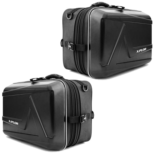 Sacoches cavalières moto semi-rigides 25L noires X-Plor avec fermeture éclair sécurisée