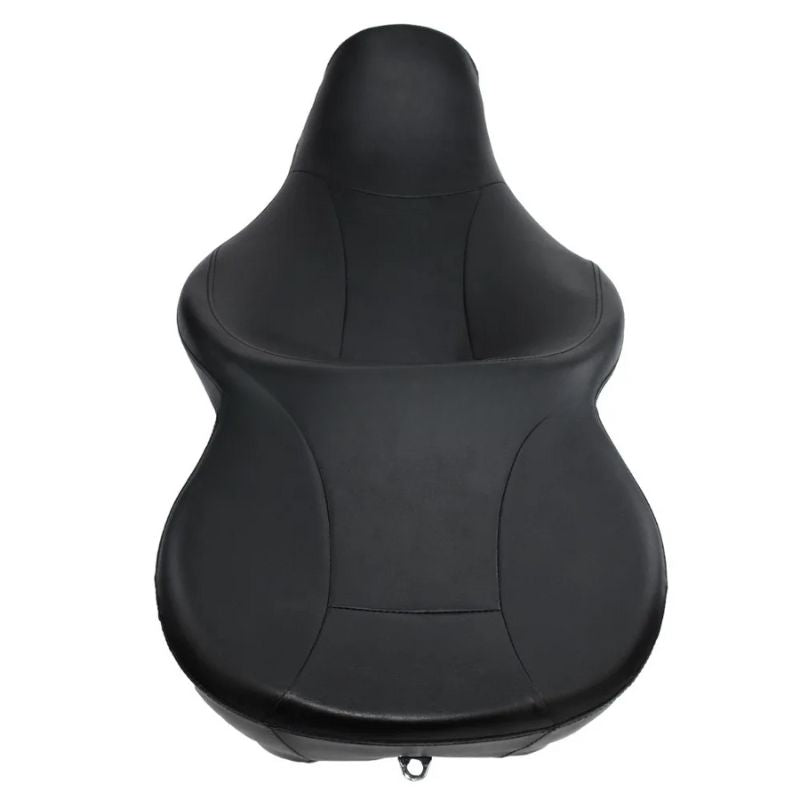 Selle moto noire grand confort pour Harley Davidson, assise large et rembourrée pour longues distances