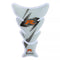 Sticker de réservoir moto blanc et gris avec lettrage R orange et look racing