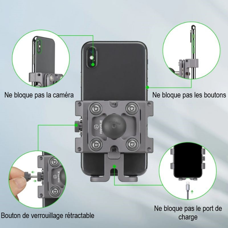 FANAUE Supporto Per Telefono Moto Con Base A Sfera Da 1 Pollice – Morsetto Manubrio 13-52 Mm, Lega T6061, Compatibile RAM Mounts, Garanzia A Vita