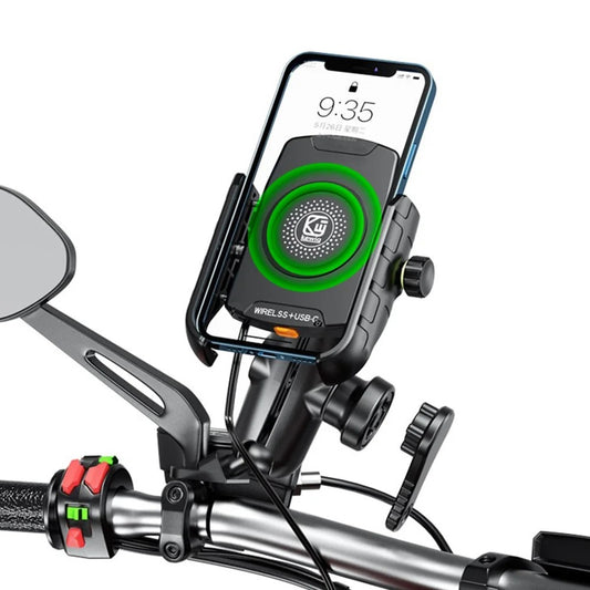 Support téléphone moto UniPod avec charge rapide USB ou induction, fixation rétroviseur ou guidon