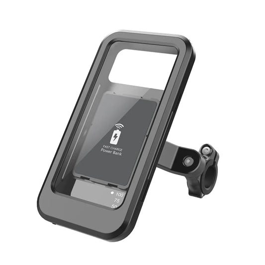 Support téléphone moto étanche avec charge rapide induction 15W et batterie 5000mAh, fixation guidon