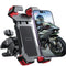 Support téléphone moto à pince rapide rouge noir, fixation guidon rotatif, compatible smartphones 4 à 7 pouces