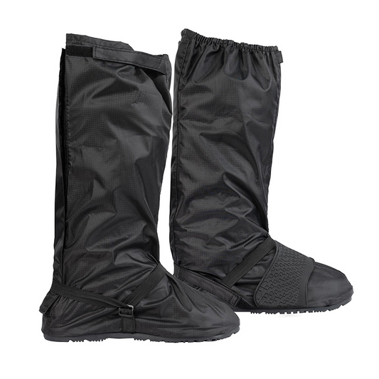sur-bottes de pluie noires imperméables pour moto avec semelle antidérapante, renfort sélecteur et inserts réfléchissants
