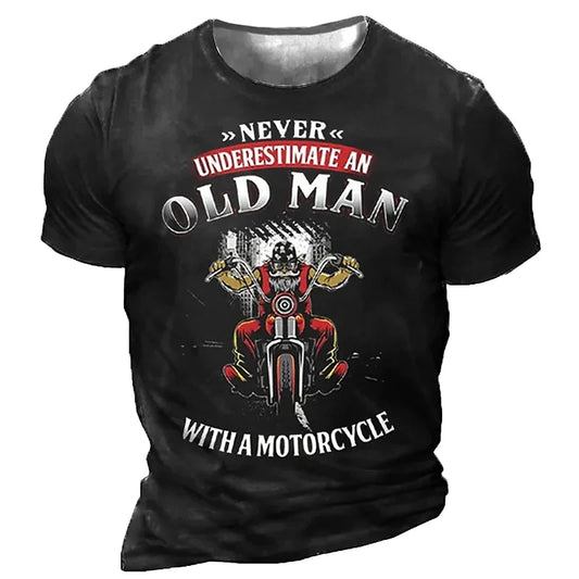 T-shirt-moto-never-underestiman-old-man-noir