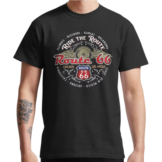 T-shirt-moto-route-66-ride-the-route
