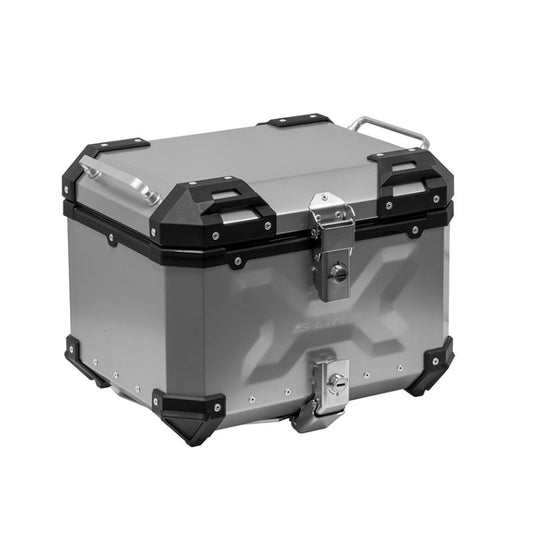 Top case moto 37L aluminium argenté S-Line étanche avec fermeture sécurisée et intérieur protégé