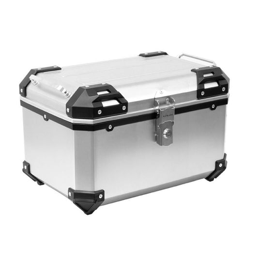 Top case moto 52L en plastique effet aluminium X-Plor, look moderne et léger pour moto touring
