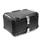 Top case moto 55L aluminium noir X-Plor avec fixation rapide, dosseret confort et verrouillage sécurisé pour trail et touring