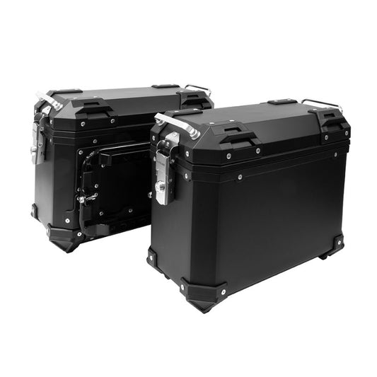 Valises rigides moto 28L X-Plor en plastique noir avec poignée de transport