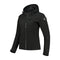 Veste de moto femme softshell noire avec protections CE et capuche amovible