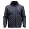 veste de pluie noire imperméable avec bandes réfléchissantes et capuche réglable, idéale pour moto ou usage urbain