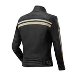 Blouson de moto en cuir femme - Enfield bandes beige - Vignette | Boutique biker