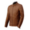 veste moto en cuir marron clair pour homme avec protections CE épaules et coudes, style rétro et coupe confortable
