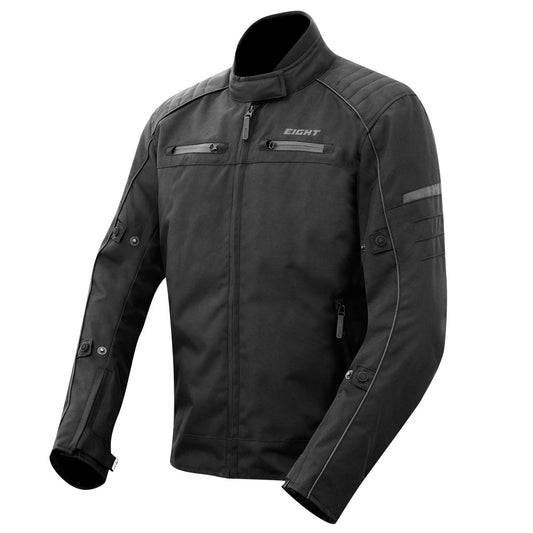 Veste moto hiver noire pour homme en tissu Oxford 600D, avec doublure thermique amovible et protections CE épaules et coudes