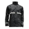 veste de pluie noire imperméable pour moto avec bandes réfléchissantes haute visibilité et poches zippées étanches