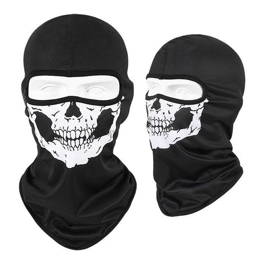 Cagoule moto tête de mort en polaire, polyester et spandex, coupe-vent, thermique et respirante, confortable et extensible, unisexe et compatible casque