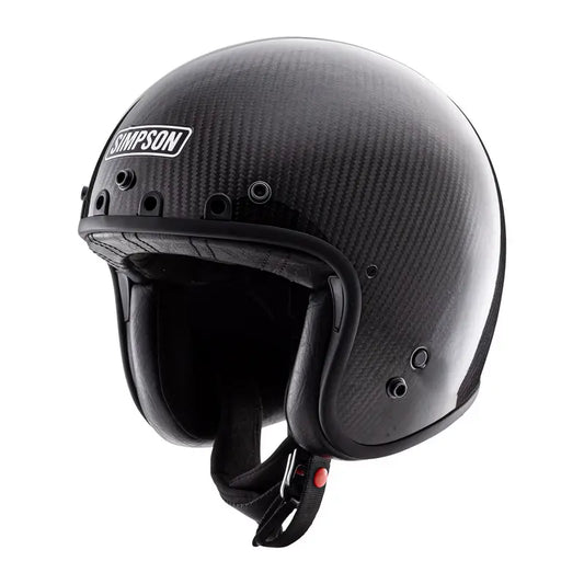 Casque jet Simpson Chopper Carbon en carbone apparent, noir brillant, homologué ECE 2206