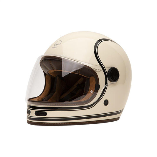 casque intégral Marko beige et noir au look vintage pour homme