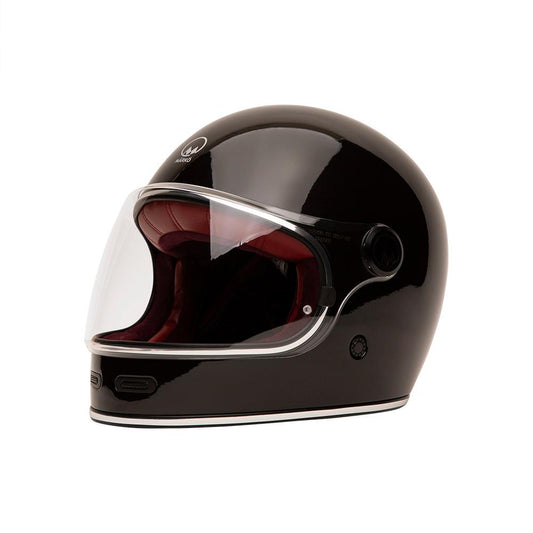 casque intégral Marko noir brillant avec intérieur rouge pour homme