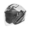 Casque jet NOX N130 EKTO blanc noir, graphiques Ekto, double écran solaire, visière transparente.