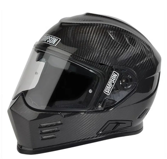 Casque intégral Simpson Venom Carbone, coque fibre de carbone visible, style agressif.