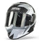 Casque intégral Simpson Venom, design géométrique noir mat, blanc et gris.