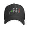 Casquette noire motard avec design boîte de vitesses en forme de rythme cardiaque