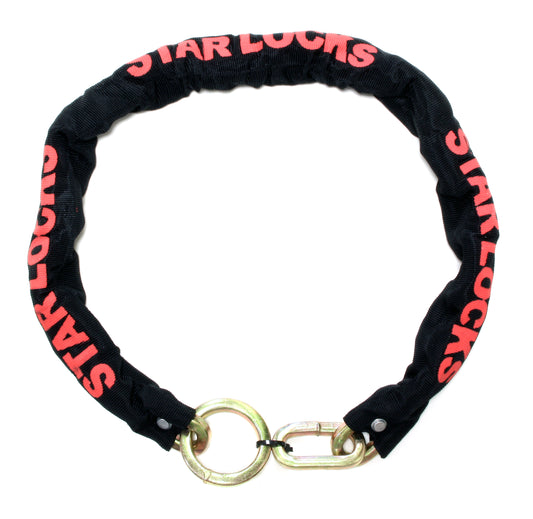 Chaîne antivol moto Star Locks 1 m en acier zingué avec section carrée et gaine textile noire