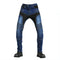 Jean de moto homme bleu renforcé en kevlar avec protections amovibles, style urbain et touring