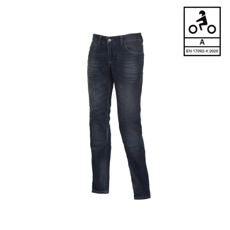Jean moto homme ESQUAD Strong dirty bleu homologué CE avec protections SAS-TEC tissu ARMALITH